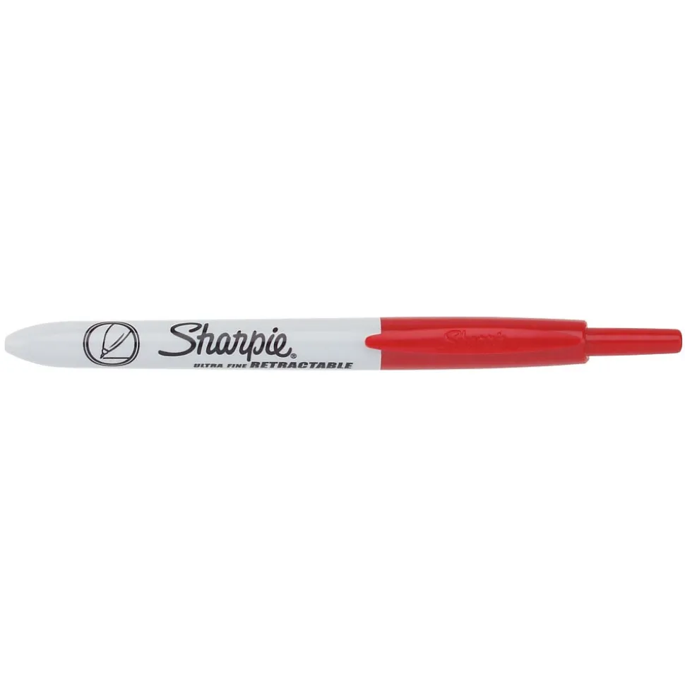 Sharpie Retractable Permanent Markers, Ultra Fine Tip, Red, 12/Pack (1735791)