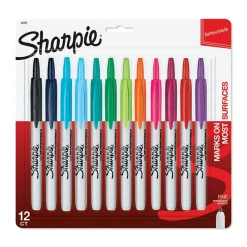 Sharpie Retractable Permanent Markers, Fine Tip, Assorted, 12/Pack (32707)
