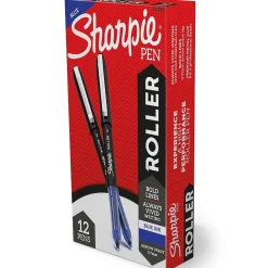 Sharpie Rollerball Pen, Arrow Point Pen for Bold Lines, Blue Ink, Dozen (2101306)