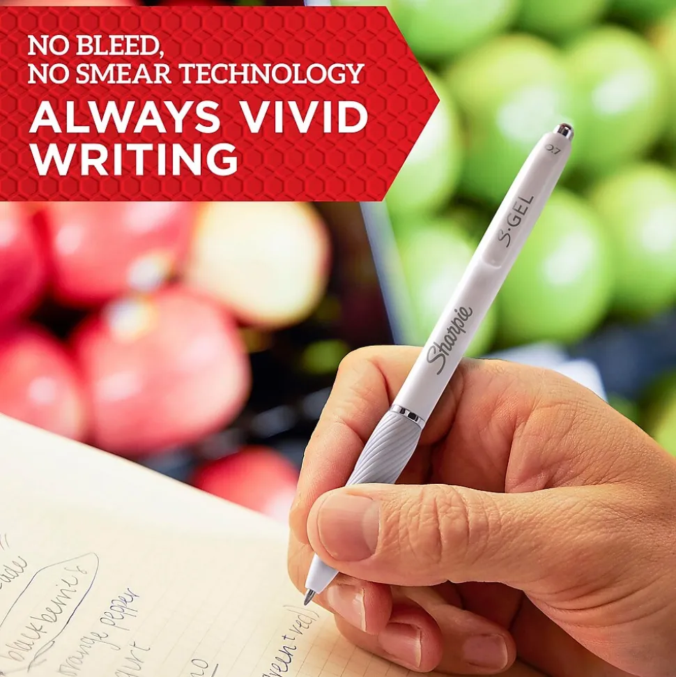 Sharpie S-Gel Retractable Gel Pen, Medium Point, Black Ink, 4/Pack (2126213)