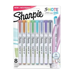 Sharpie® S-Note Creative Markers, Assorted Ink Colors, Bullet/Chisel Tip, White Barrel, 8/Pack (2154173)