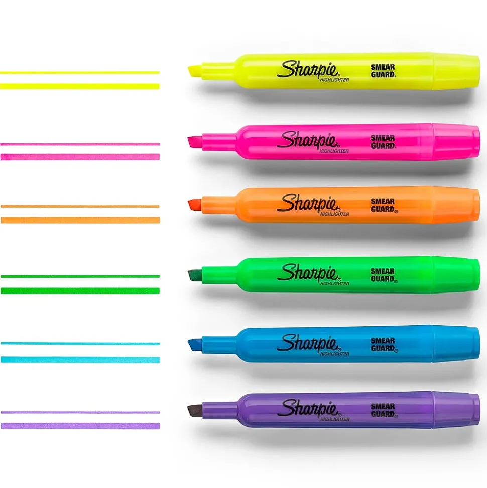 Sharpie Tank Highlighter, Chisel Tip, Fluorescent Yellow, 4/Pack (25164)