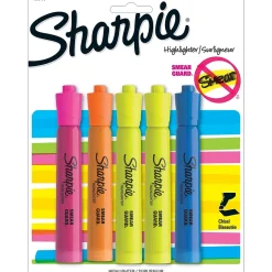 Sharpie Tank Highlighter, Chisel Tip, Assorted, 5/Pack (1809199)