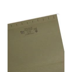 Smead 100% Recycled Hanging File Folders, 1/5-Cut Adjustable Tab, Letter Size, Standard Green, 25/Box (65001)