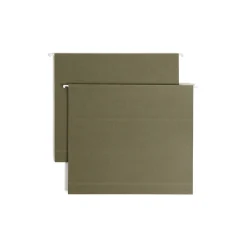 Smead 100% Recycled Hanging File Folders, 2" Expansion, Letter Size, Standard Green, 25/Box (65090)