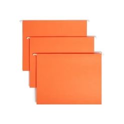 Smead Adjustable Tab Recycled Hanging File Folder, 5-Tab, Letter Size, Orange, 25/Box (64065)
