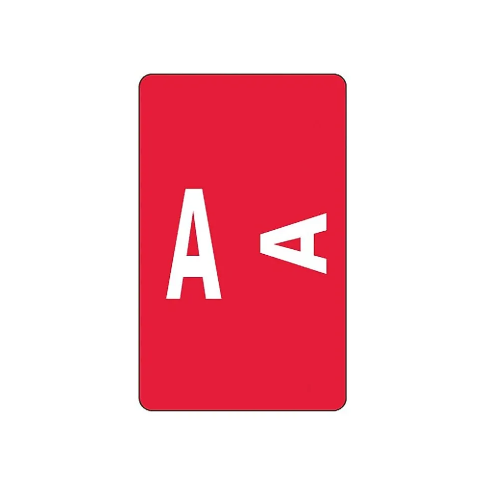 Smead AlphaZ ACCS Color-Coded Alphabetic Labels, A, Label Sheet, Red, 100/Pk (67171)