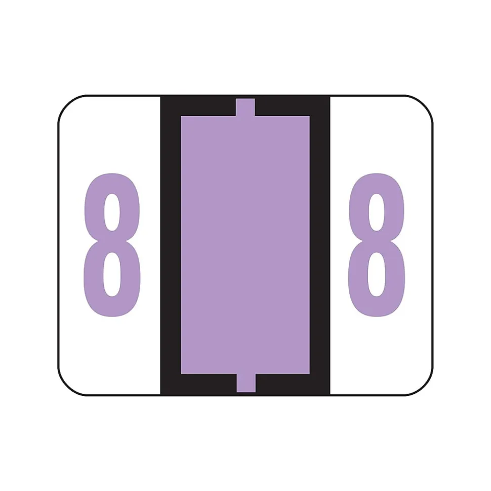 Smead BCCRN Color Coded Numeric Labels, 8, Lavender, 500/Roll (67378)