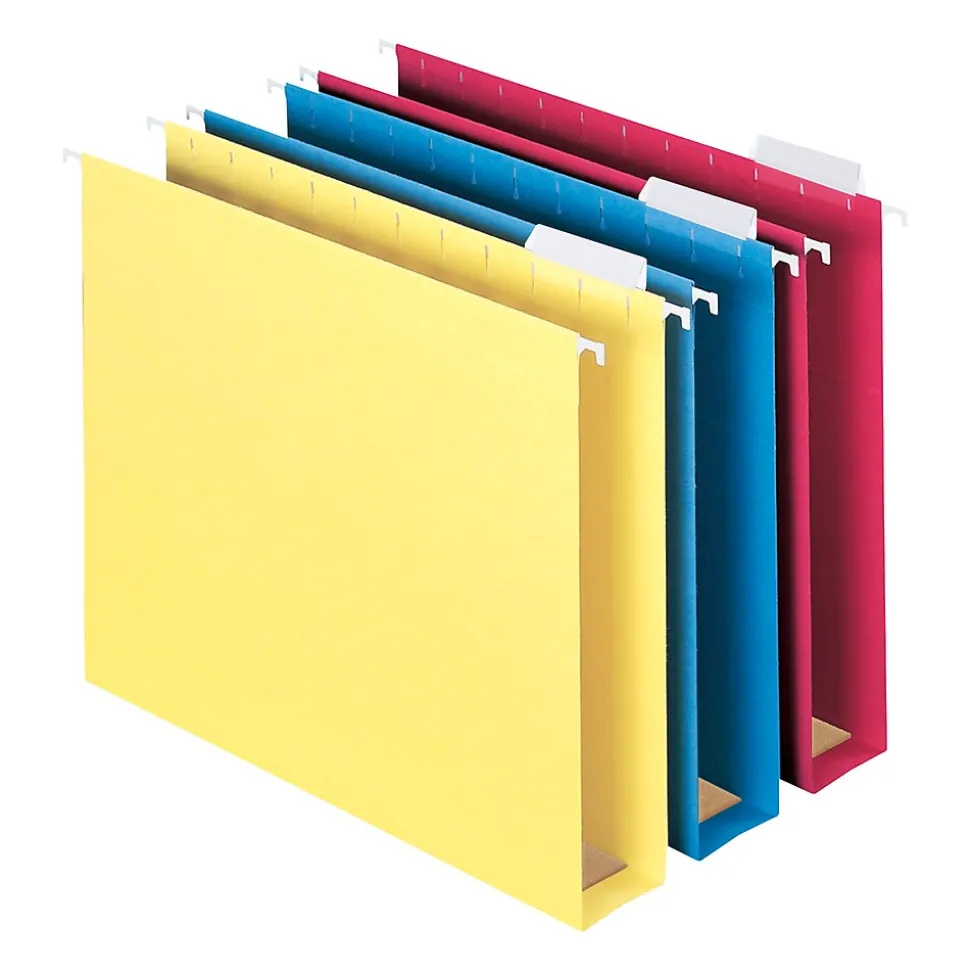 Smead Box Bottom Hanging File Folder, 2" Expansion, 5-Tab Tab, Letter Size, Assorted Colors, 25/Bx (64264)