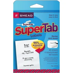Smead 160ct Erasable Supertab File Folder Labels, 3 7/16" x 1 1/4" (SMD64917)