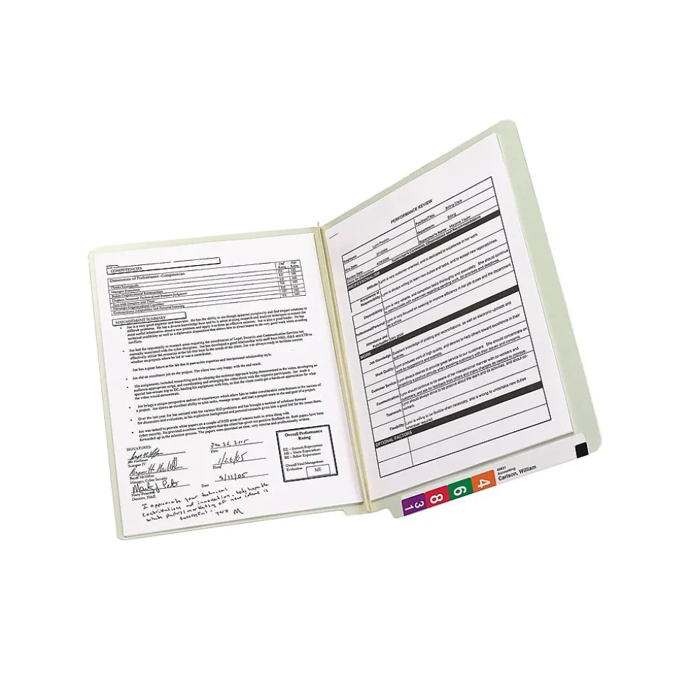 Smead End Tab Pressboard File Folder, Straight-Cut Tab, 2" Expansion, Letter Size, Gray/Green, 25/Box (26210)