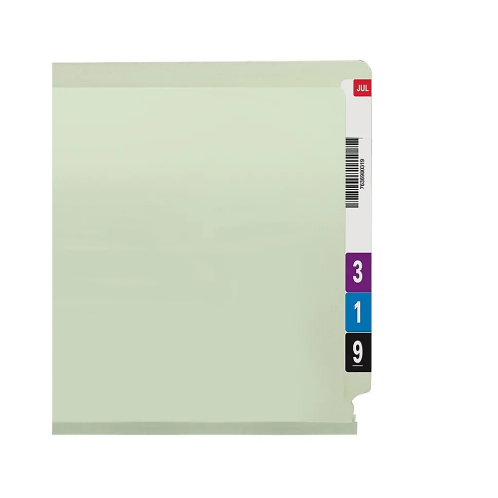Smead End Tab Pressboard File Folder, Straight-Cut Tab, 2" Expansion, Letter Size, Gray/Green, 25/Box (26210)