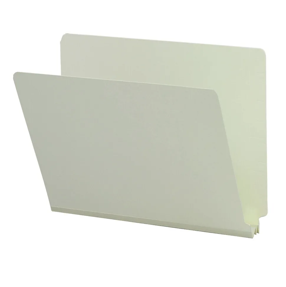 Smead End Tab Pressboard File Folder, Straight-Cut Tab, 2" Expansion, Letter Size, Gray/Green, 25/Box (26210)
