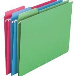 Smead FasTab 10% Recycled Hanging File Folder, 3-Tab, Letter Size, Assorted Colors, 18/Box (64031)