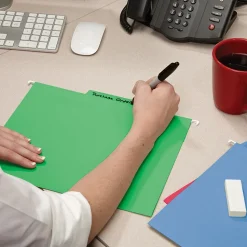 Smead FasTab 10% Recycled Hanging File Folder, 3-Tab, Letter Size, Assorted Colors, 18/Box (64031)