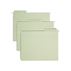 Smead FasTab Recycled Hanging File Folder, 3-Tab Tab, Letter Size, Moss, 20/Box (64032)