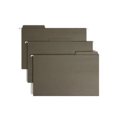 Smead FasTab Recycled Hanging File Folder, 3-Tab Tab, Legal Size, Standard Green, 20/Box (64137)