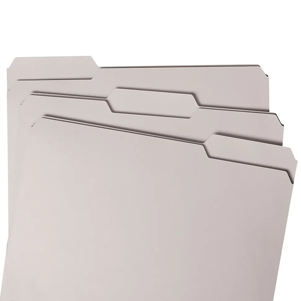 Smead File Folder, 3 Tab, Letter Size, Light Gray, 100/Bx (12343)