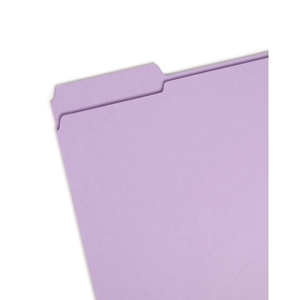 Smead File Folder, 3 Tab, Letter Size, Lavender, 100/Box (12434)