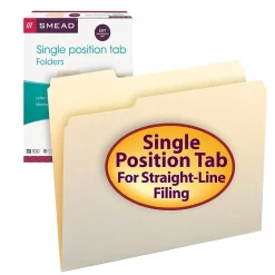 Smead File Folder, 1/3-Cut Tab, Letter Size, Manila, 100/Box (10331)