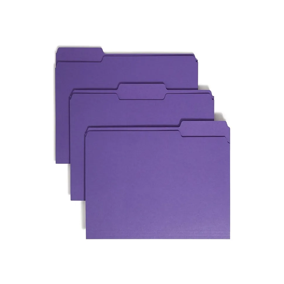 Smead File Folder, 1/3-Cut Tab, Letter Size, Purple, 100/Box (13043)