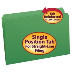 Smead File Folder, Reinforced Straight-Cut Tab, Legal Size, Green, 100/Box (17110)