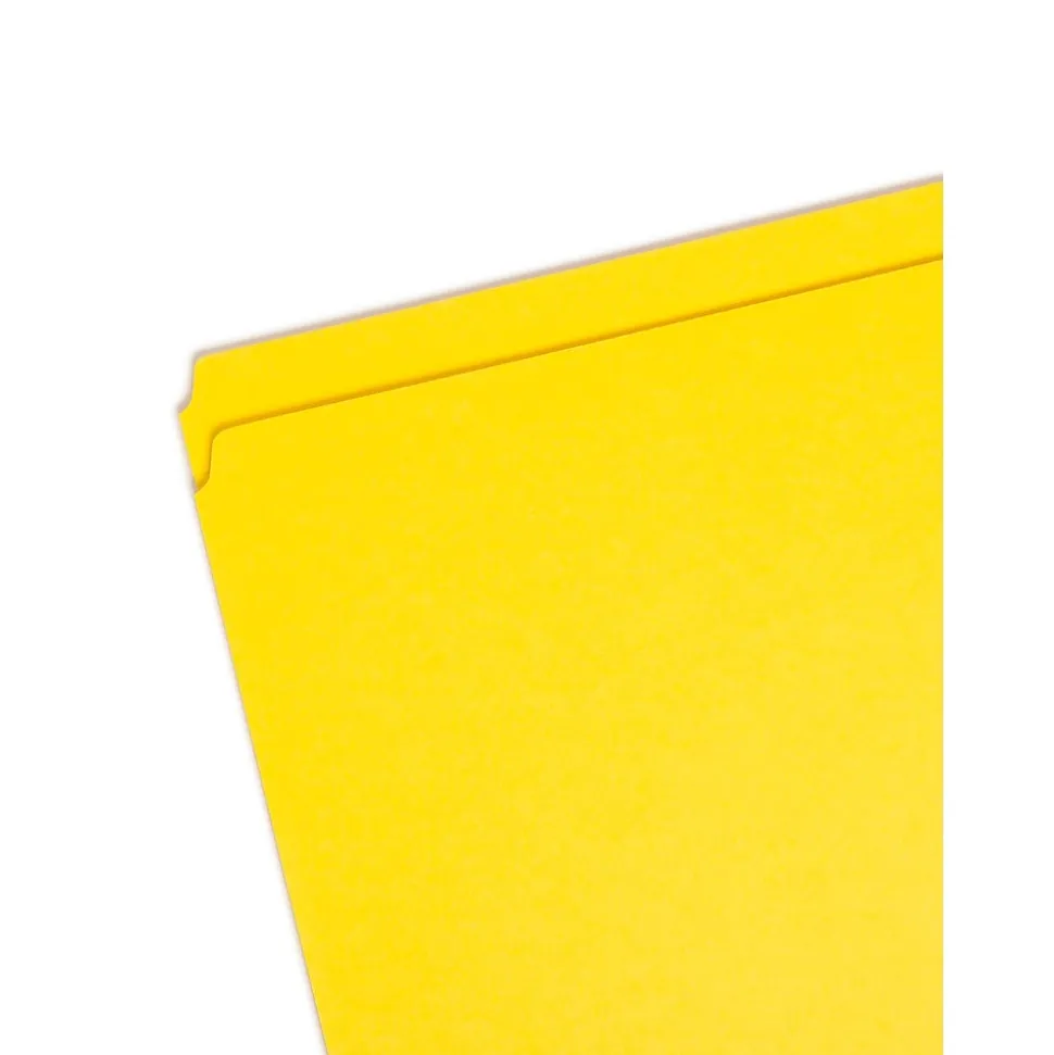 Smead File Folder, Reinforced Straight-Cut Tab, Letter Size, Yellow, 100 per Box (12910)
