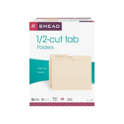 Smead File Folders, 1/2-Cut Tab, Letter Size, Manila, 100/Bx (10320)