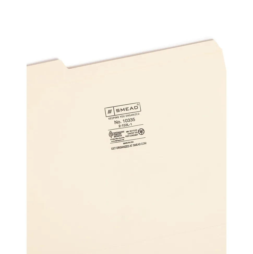 Smead File Folders, Reinforced 1/3-Cut Tab, Letter Size, Manila, 100/Box (10335)