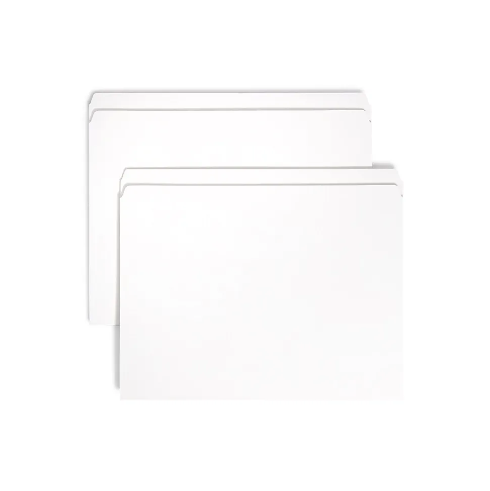 Smead File Folders, 1-Tab, Letter Size, White, 100/Box (12810)
