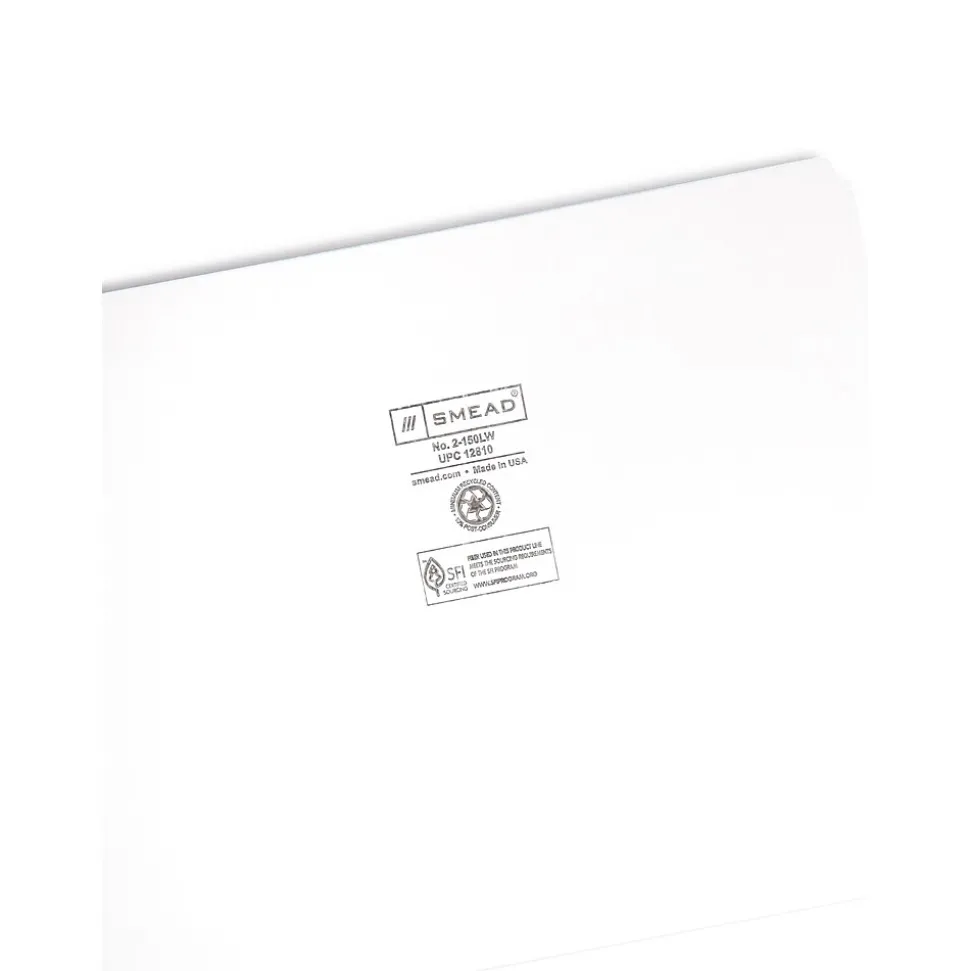 Smead File Folders, 1-Tab, Letter Size, White, 100/Box (12810)