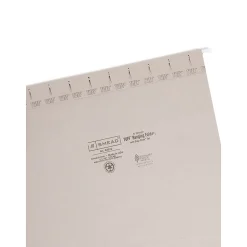 Smead Heavy Duty TUFF Hanging File Folders with Easy Slide Tab, 1/3 Cut, Letter Size, Steel Gray, 18/Box (64092)