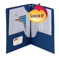 Smead Lockit 2-Pocket Presentation Folders, Dark Blue, 25/Box (87982)