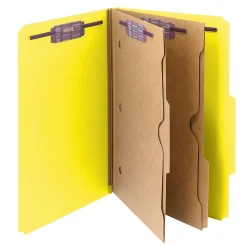 Smead Pressboard Classification File Folder w/Wallet Divider and SafeSHIELD Fasteners, 2" Exp., Legal, Yellow, 10/Box (19084)