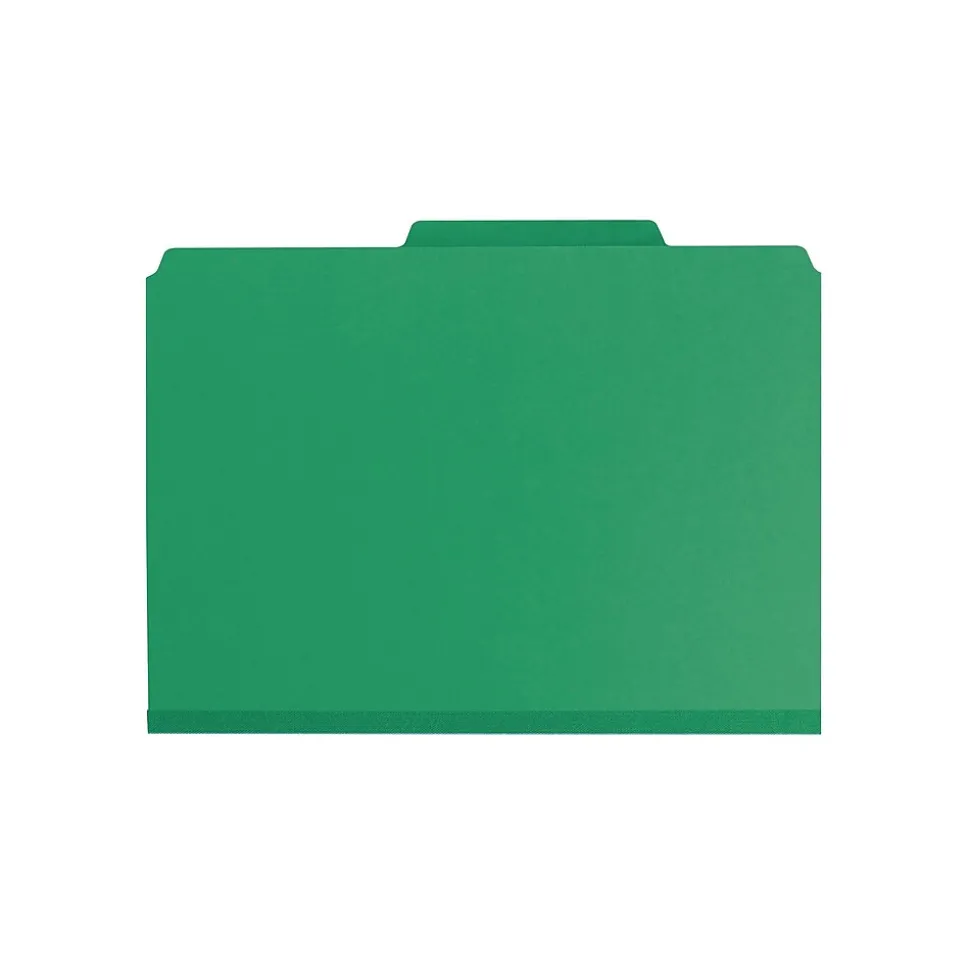 Smead Pressboard File Folders, 1/3-Cut Tab, 1" Expansion, Letter Size, Green, 25/Box (21546)