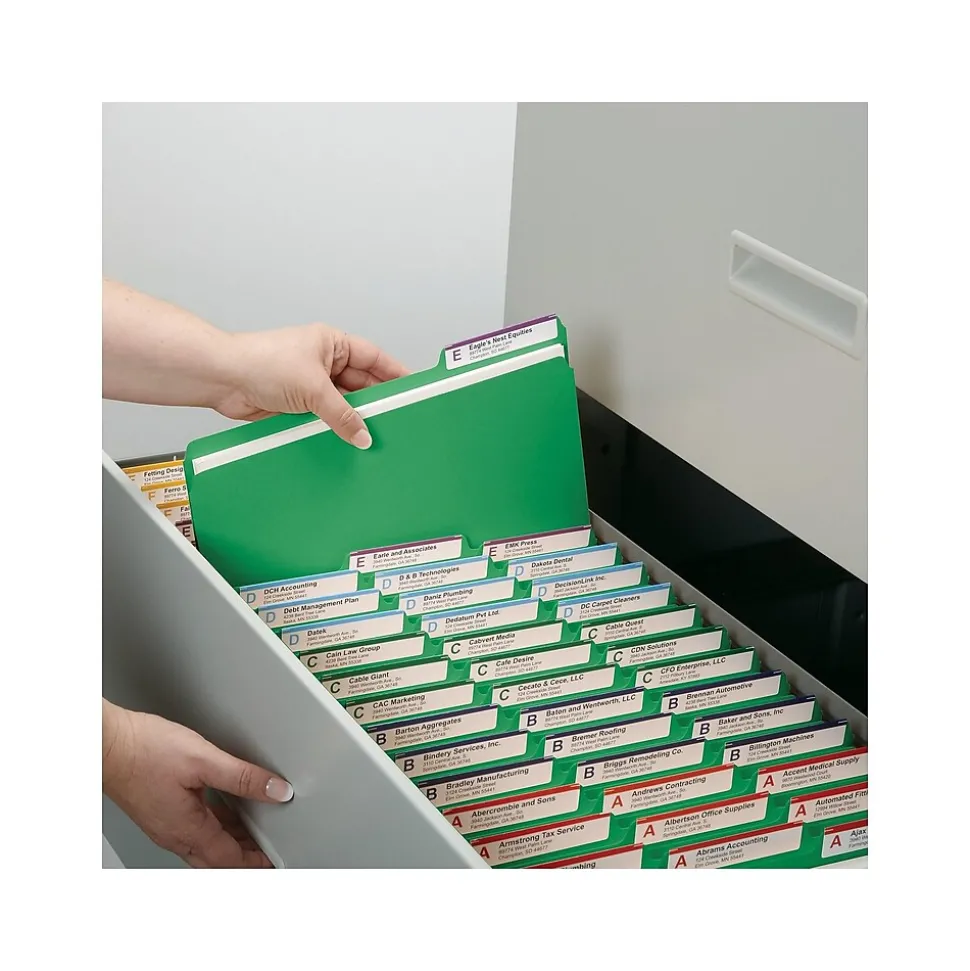Smead Pressboard File Folders, 1/3-Cut Tab, 1" Expansion, Letter Size, Green, 25/Box (21546)