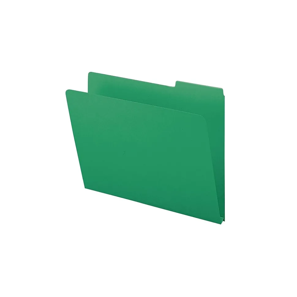Smead Pressboard File Folders, 1/3-Cut Tab, 1" Expansion, Letter Size, Green, 25/Box (21546)