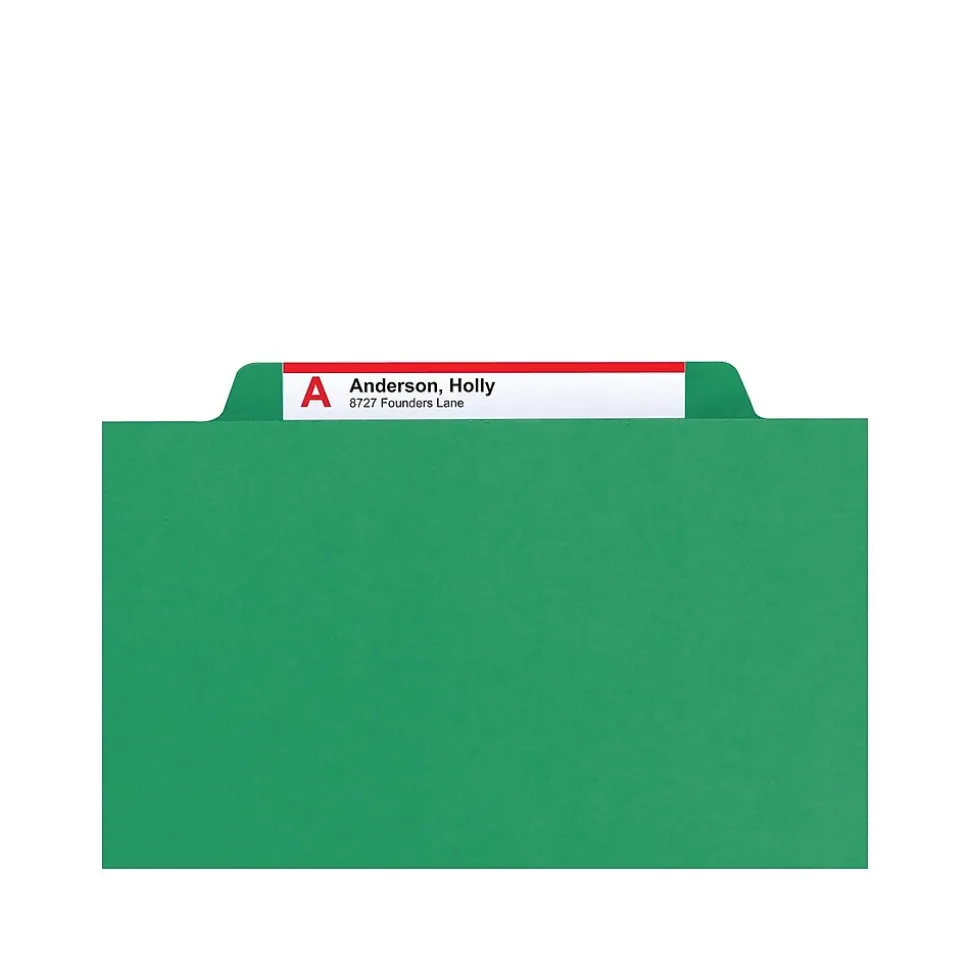 Smead Pressboard File Folders, 1/3-Cut Tab, 1" Expansion, Letter Size, Green, 25/Box (21546)