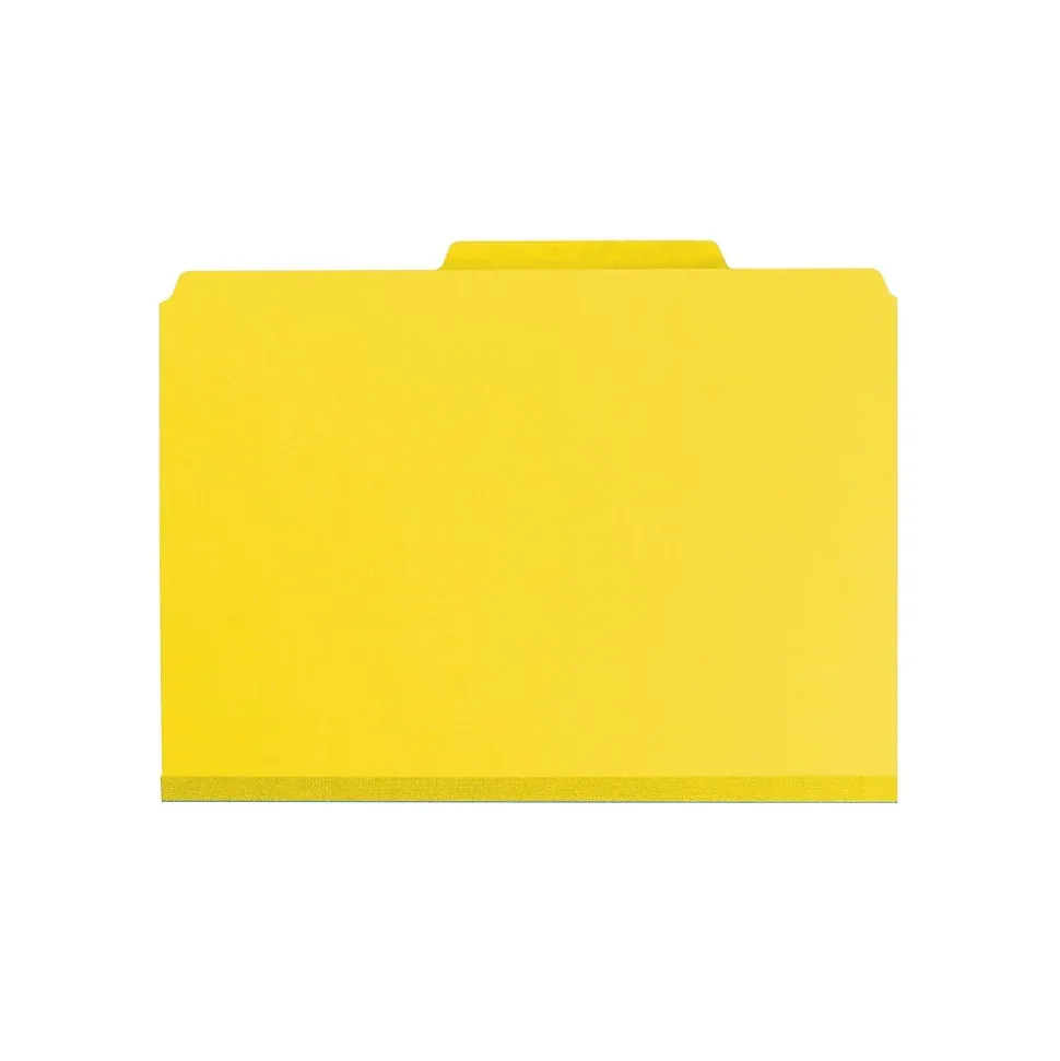 Smead Pressboard File Folders, 1/3-Cut Tab, 1" Expansion, Letter Size, Yellow, 25/Box (21562)
