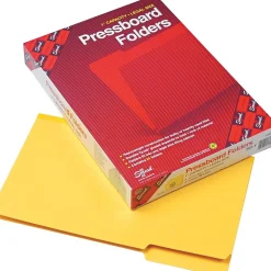 Smead Pressboard File Folder, 1/3-Cut Tab, 1" Expansion, Legal Size, Yellow, 25/Box (22562)