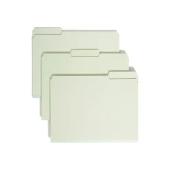 Smead Pressboard File Folder, 1/3-Cut Tab, 2" Expansion, Letter Size, Gray/Green, 25/Box (13234)