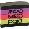 Stack Stamp Set, "Approved", "Entered", "Paid", Assorted Fluorescent Ink (8802)