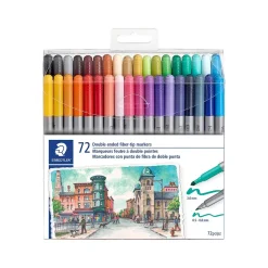 STAEDTLER Fiber Markers, Twin Tip, Assorted Colors, 72/Pack (320TB72 LU)