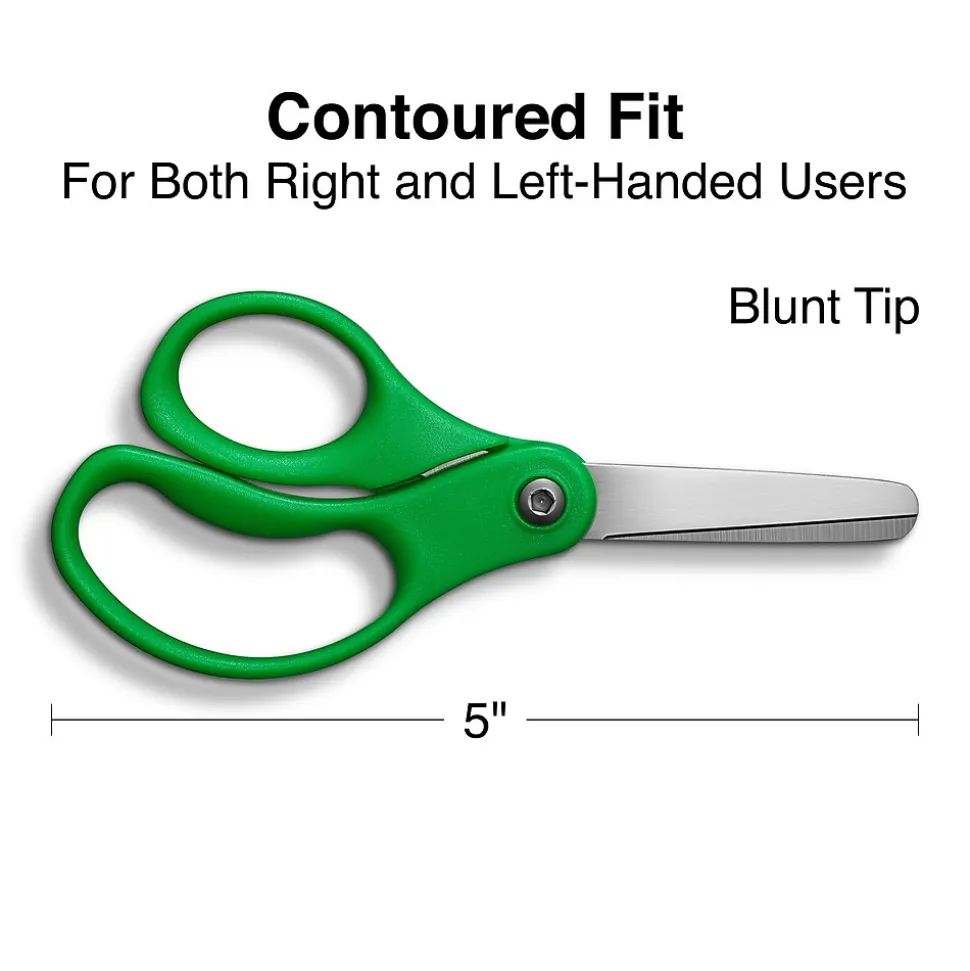 Staples 5" Kids Blunt Tip Stainless Steel Scissors, Straight Handle, Right & Left Handed (TR55052)