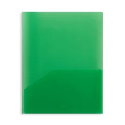 Staples 2 Pocket Plastic Presentation Folder, Letter Size, Green (ST26383-CC)