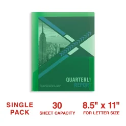 Staples 2 Pocket Plastic Presentation Folder, Letter Size, Green (ST26383-CC)