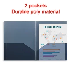 Staples 2 Pocket Plastic Presentation Folder, Letter Size, Navy (ST26384-CC)