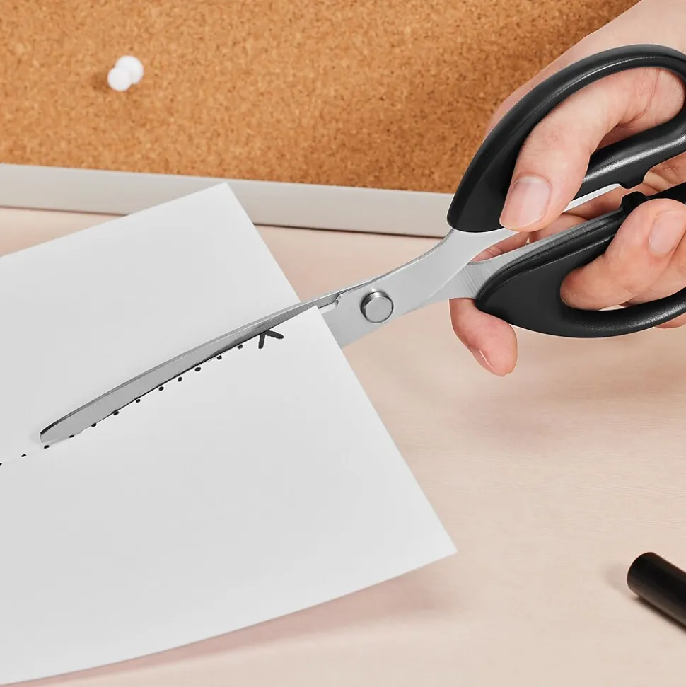 Staples 8" Pointed Tip Stainless Steel Scissors, Straight Handle, Right & Left Handed (TR55045)