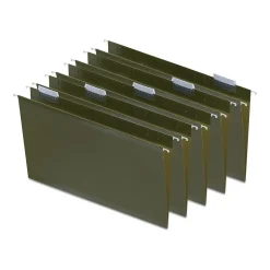 Staples 100% Recycled Hanging File Folder, 1/5-Cut Tab, Legal Size, Standard Green, 25/Box (ST16402/TR16402)
