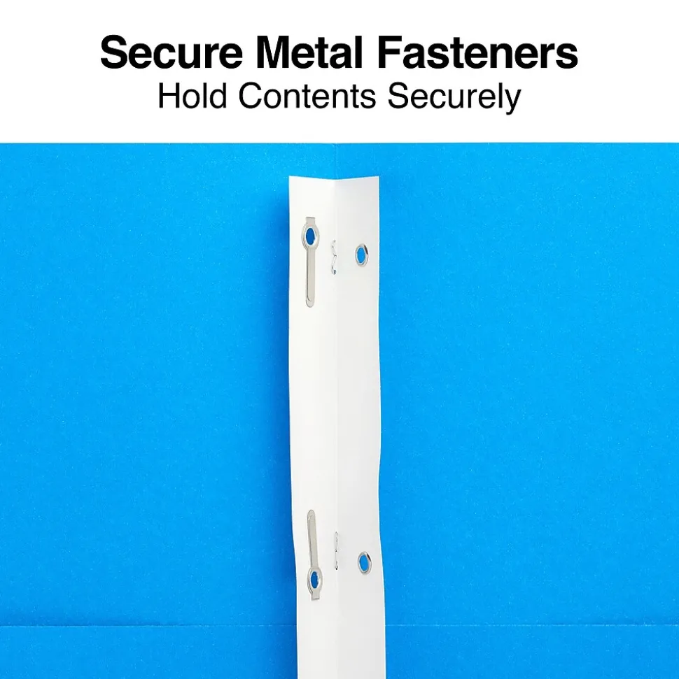 Staples 10% Recycled Matte 2-Pocket Paper Presentation Folder with Fasteners, Light Blue, 10/Pack (13389-CC)